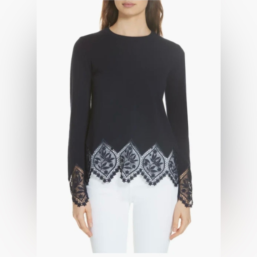 Ted Baker Aylex Lace Wool & Cashmere Sweater‎ in Navy - Size 3 US 8/10